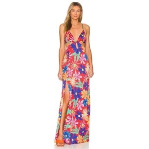 PatBo Floral Aster Cut Out Maxi Dress